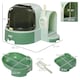 image 8 of PawHut 2 In 1 Cat Litter Tray w/ Drawer Pans, Scoop, Openable Cover - Green