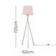 image 3 of ValueLights Camden Brushed Chrome Tripod Floor Lamp & Pink Taper Shade & Bulb | Pink