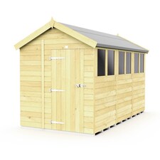 6 x 12 Feet Apex Shed - Single Door With Windows - Wood - L358 x W175 x H217 cm Brown