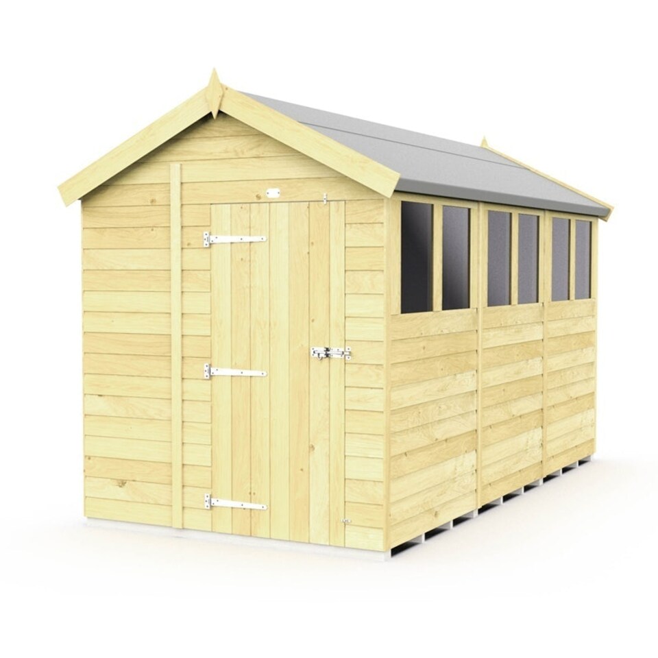 image 1 of 6 x 12 Feet Apex Shed - Single Door With Windows - Wood - L358 x W175 x H217 cm Brown