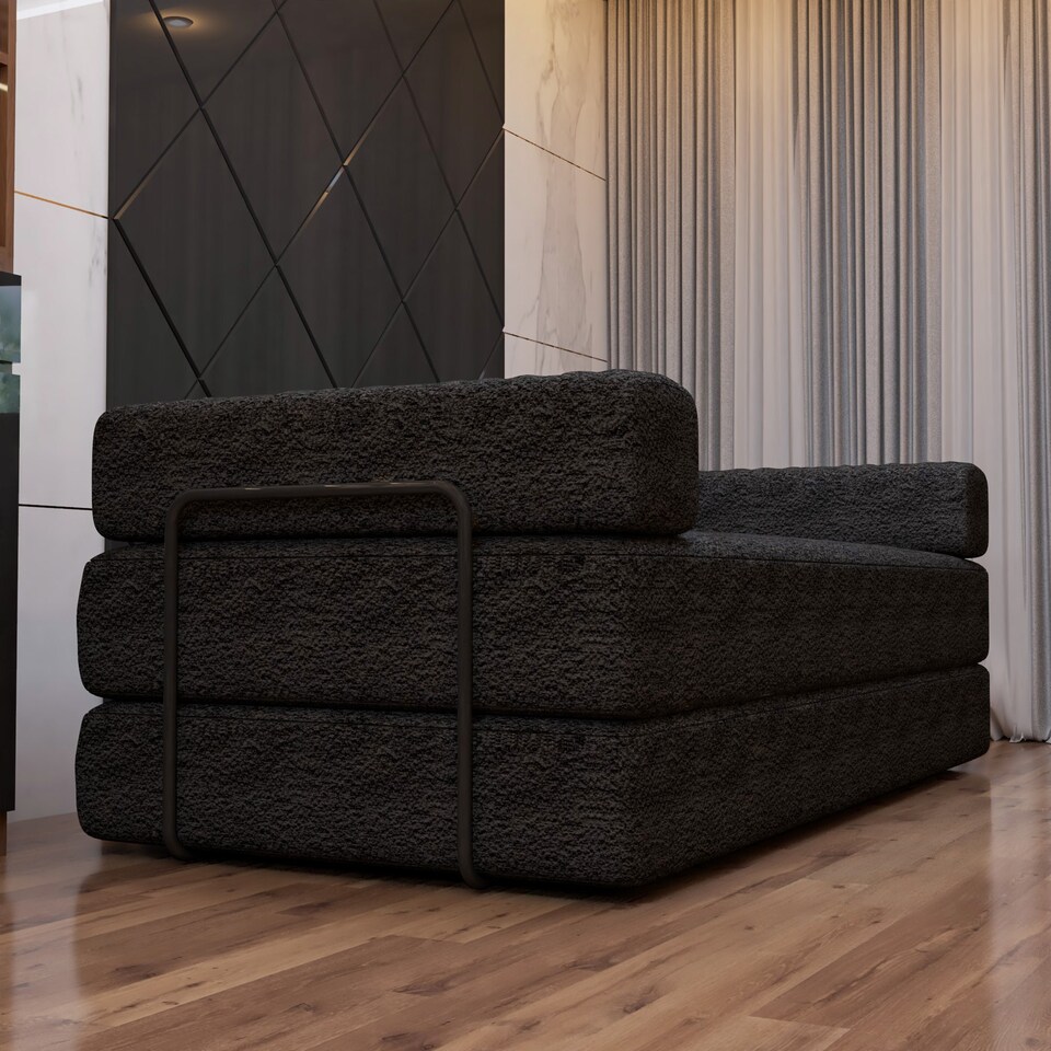 image 1 of Modern 3 Seater Sofa Bed Convertible Sofa to Bed Sherpa Fabric No Assembly Modern Living Room Furniture