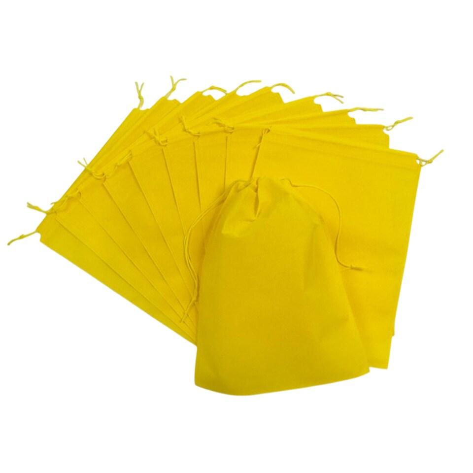 image 1 of Pack of 25 Yellow Coloured 32x22cm Non-Woven Drawstring Bags | Yellow