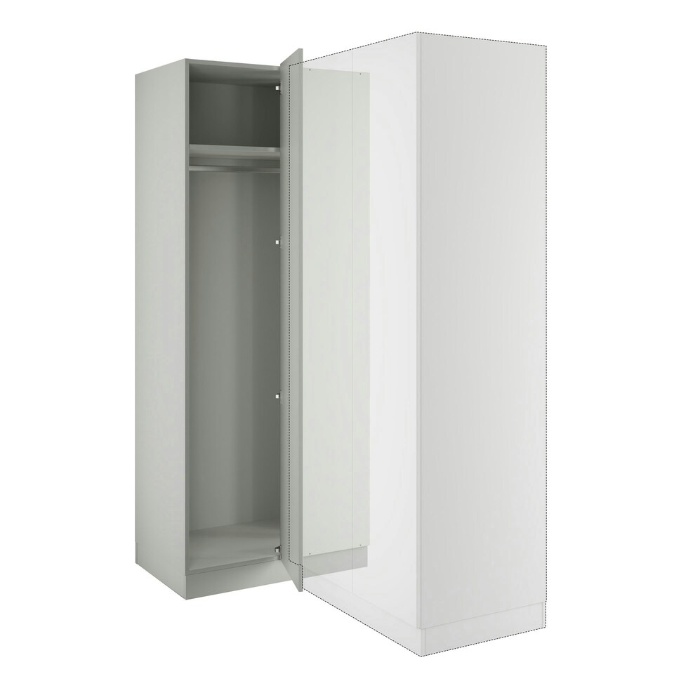 image 1 of Classic Square Panel Light Grey Blind Corner Wardrobe Grey