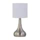 image 2 of Set of 2 Romana - Brushed Chrome Touch Operated Table Lamps Bedside Lights White Pleated Shade Silver | White
