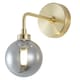 image 3 of Set of 2 Toner - Satin Brass with Smoked Glass Globe Wall Lights | Gold | Grey | 2