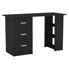 Large Computer Desk Office Makeup Vanity Dressing Table Bedroom Drawers Shelves | Clear | Black