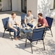 image 7 of Outsunny Folding Garden Chairs Set of 4 with High Back, Armrests, Navy Blue | Blue | Navy blue | Not provided