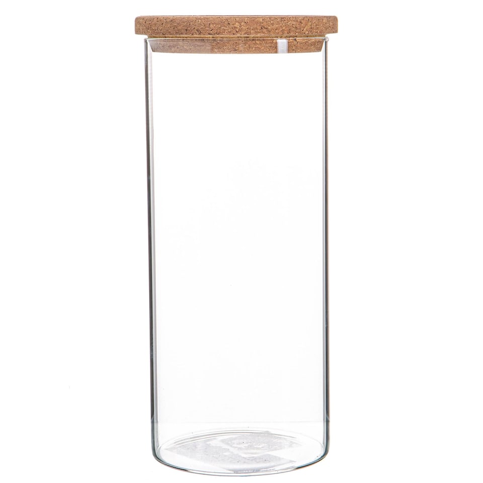 image 1 of Argon Tableware Glass Storage Jars with Cork Lids - 1.5 Litre - Pack of 3