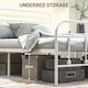 image 4 of HOMCOM 5ft Metal King Platform Bed Frame w/ Underbed Storage Headboard White