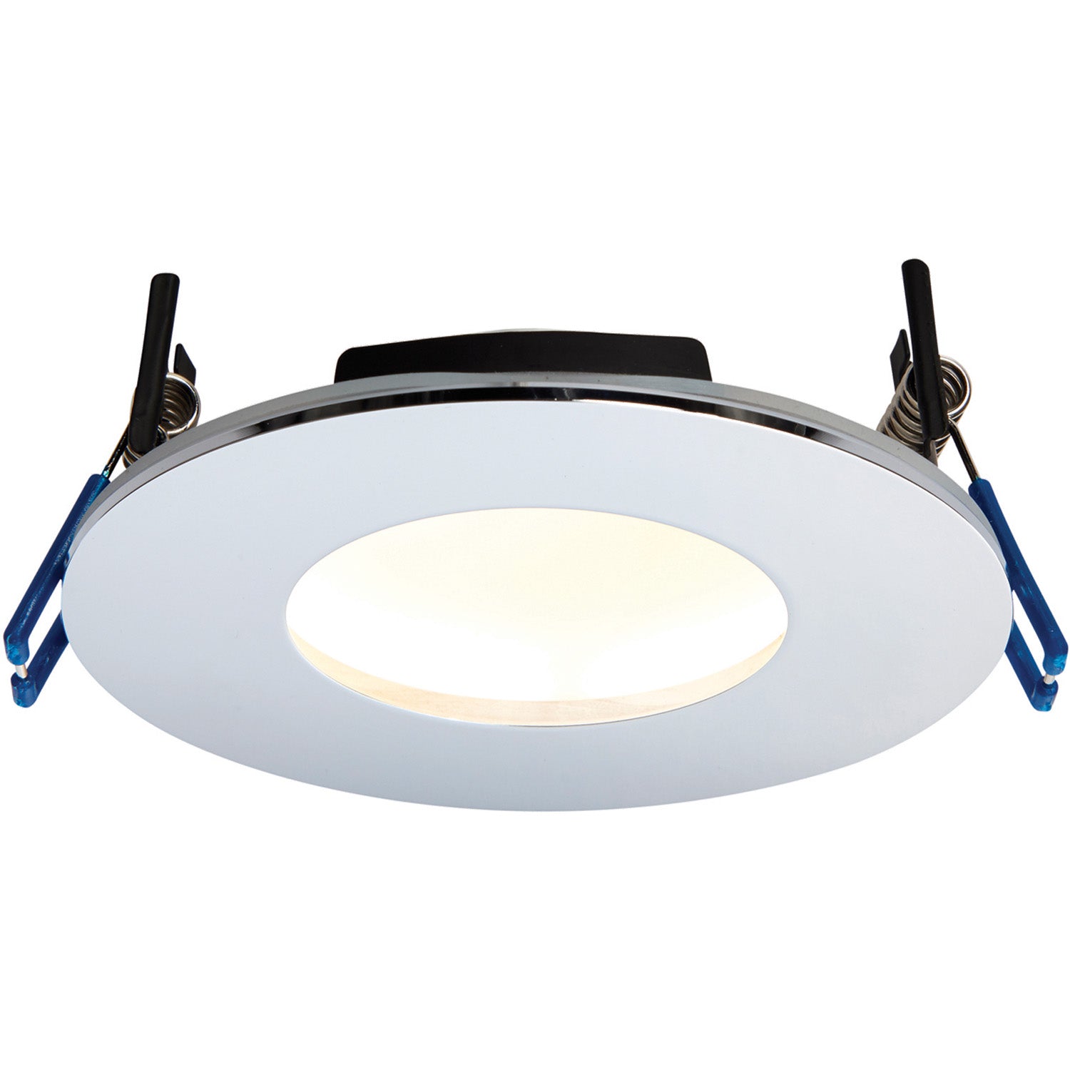 Loops Chrome Recessed Bathroom Downlight - 9W Warm White LED Slim Ceiling Light