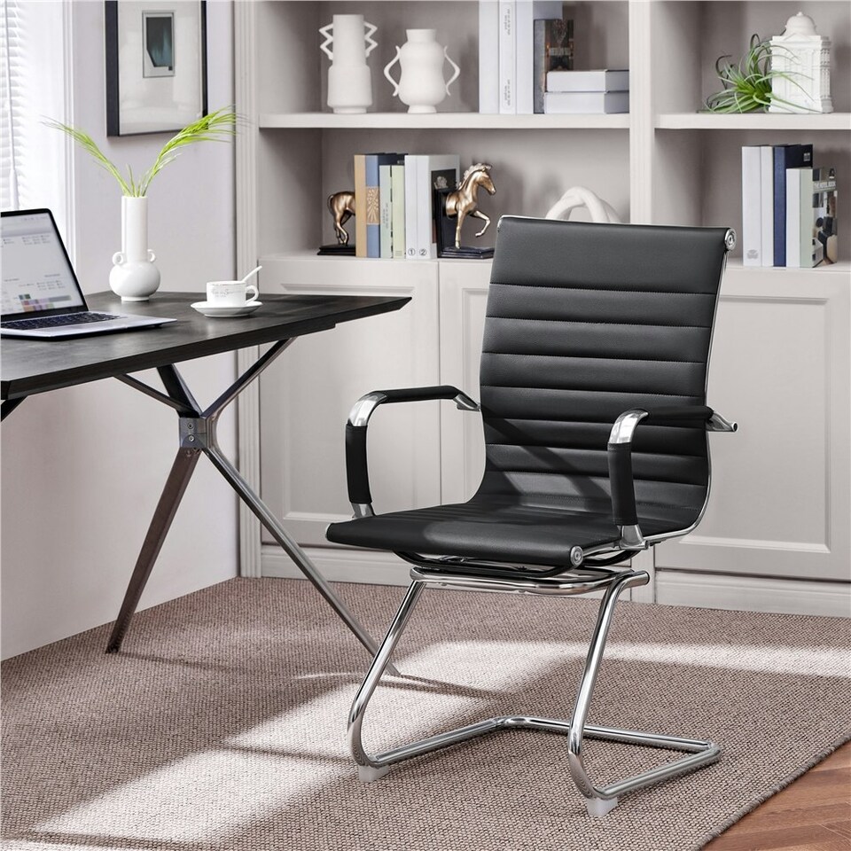 image 1 of Yaheetech 2pcs Mid-back Ergonomic Office Desk Chair Black | Black