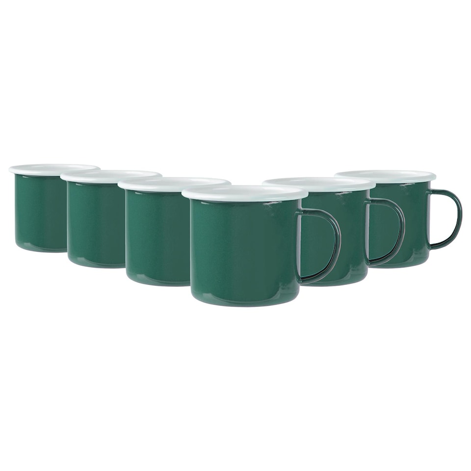 image 1 of Argon Tableware Coloured Enamel Mugs - 375ml - Green - Pack of 6 | Green | Green