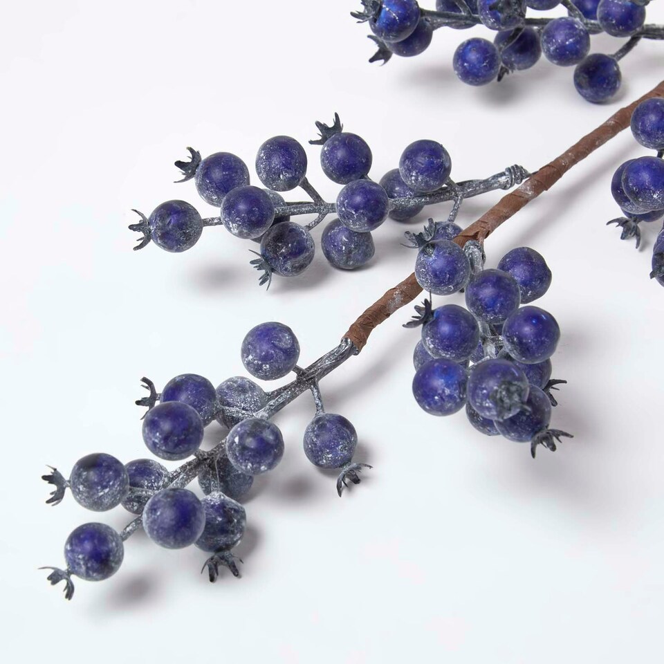 image 1 of Homescapes Artificial Small Blueberry Stem, 58 cm