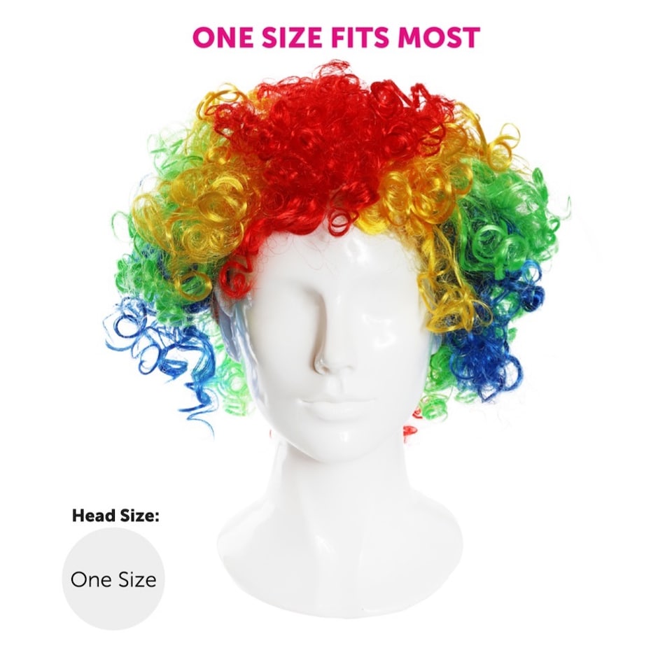 image 1 of Multi-Coloured Rainbow Curly Wig | Multi | 6