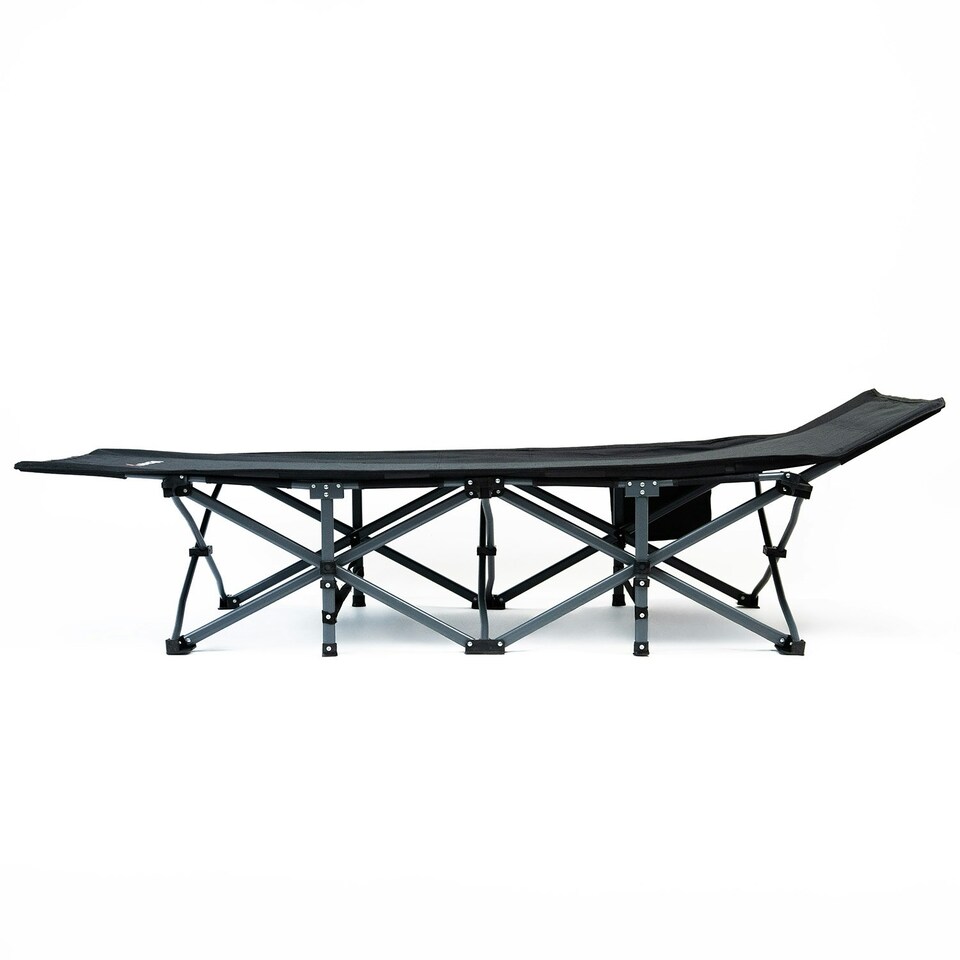 image 1 of MoverX Folding Camping Bed Single with Mattress, Heavy Duty Portable, Fishing Beds, Campervan,Tent, Travel Cot, Campbed, Black Black | Standard
