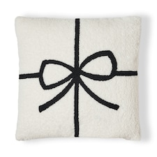 BHS Christmas Present Bow Tufted Cushion, White | White | White | 1