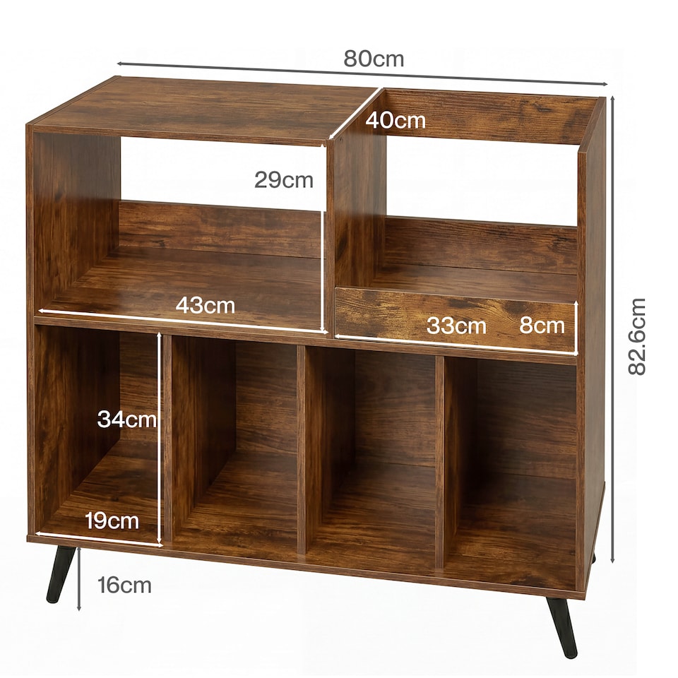 image 1 of Levede Record Player Stand 300+ Album Storage Turntable Cabinet Rubber Wood