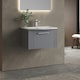image 4 of Retro 1 Drawer Wall Hung Vanity Unit with Curved 1 Tap Hole Ceramic Basin - 600mm - Satin Grey - Balterley Grey