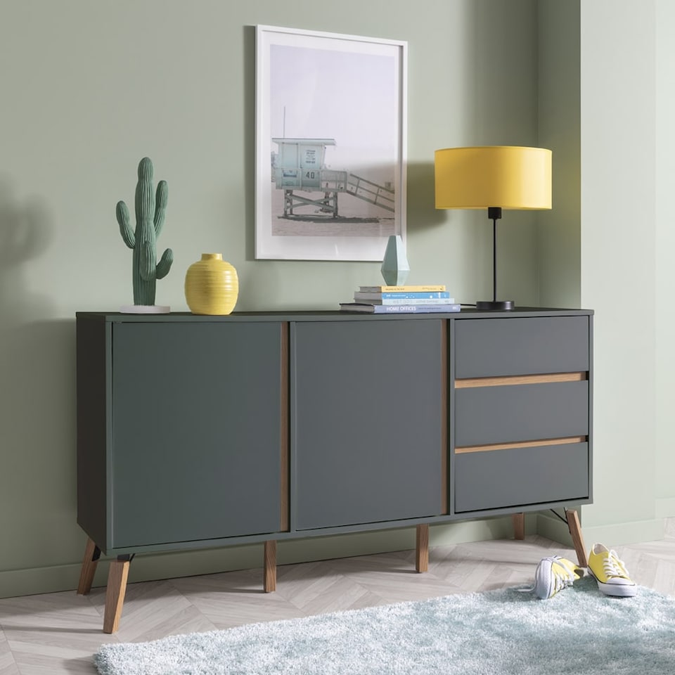 image 1 of Otto Sideboard Large 2 Door with Drawers in Grey | Grey