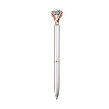White and Rose Gold Diamond Topper Luxury Metallic Pen