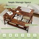 image 4 of COSTWAY Lift Top Coffee Table w/ Storage Shelf Coffee Brown