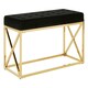 image 2 of Allure Black Tufted Seat And Gold Finish Bench Gold