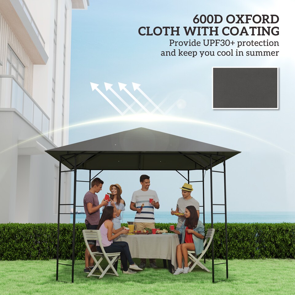 image 1 of Outsunny 3 x 3(m) Gazebo Canopy Replacement Cover with Drain Holes, Grey