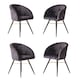 image 9 of Set of 4 Vittorio Velvet Dining Chairs with Black Metal Legs, Quilted Design Modern Accent Chair | Grey