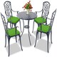 image 1 of Centurion Supports OSHOWA Luxurious Garden and Patio Table and 4 Large Chairs with Armrests Cast Aluminium Bistro Set - Grey with Green Cushions