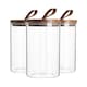 image 1 of Argon Tableware Glass Storage Jars - Leather Loop Lid - 1 Litre - Modern Round Scandi Organisation Container Glass Jar - Set of 3