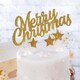 image 4 of Anniversary House Glitter Merry Christmas Cake Topper Gold