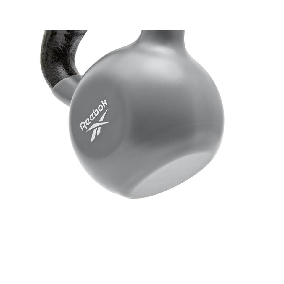 image 1 of Reebok 2kg Cast Iron Kettlebell, Vinyl-Coated with Wide Handle (Grey/Black) | Multi | Grey/Black | Not provided