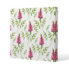 Pink & Green Leaves (Canvas Print) / 77 x 77 x 4cm | Multi