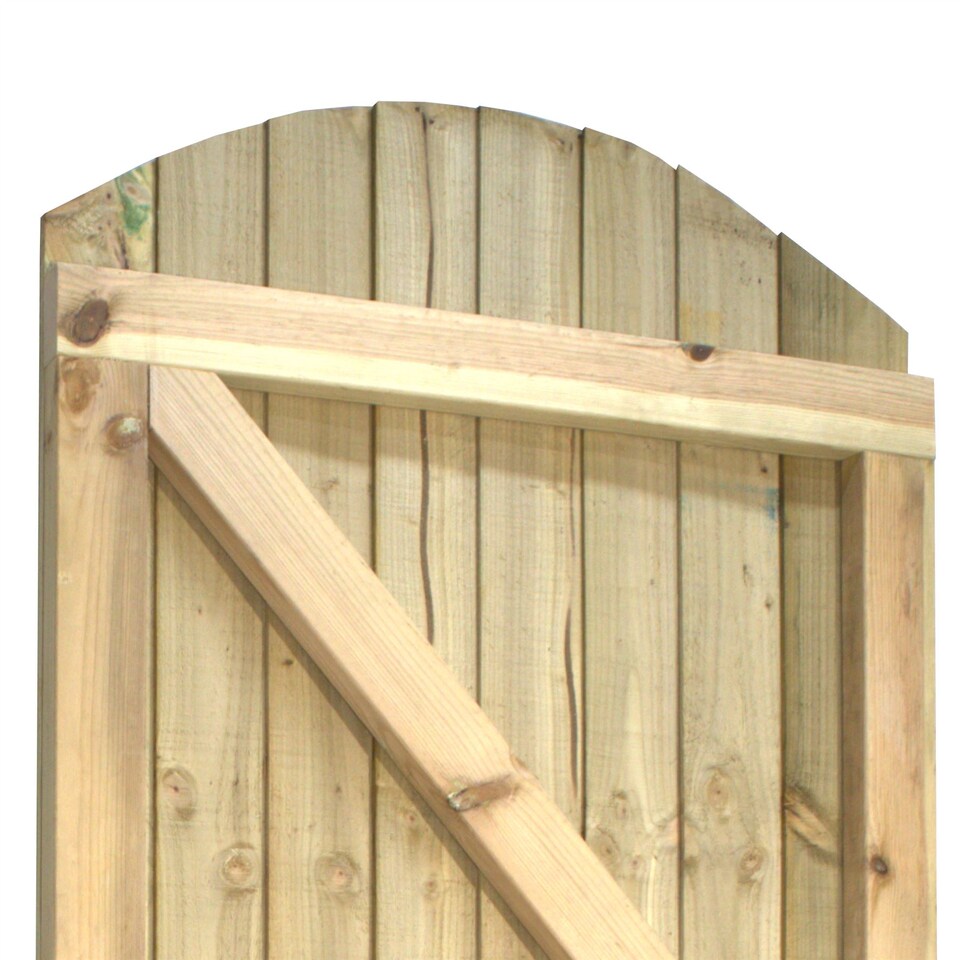 image 1 of Arch Top Wooden Garden Gate 6ft x 2.5ft Feather Edge Fully Framed Treated Door