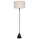 image 4 of ValueLights Mitch Boucle Drum Lamp Shade Black Wood Stem Triangle Floor Lamp with LED Bulb Black