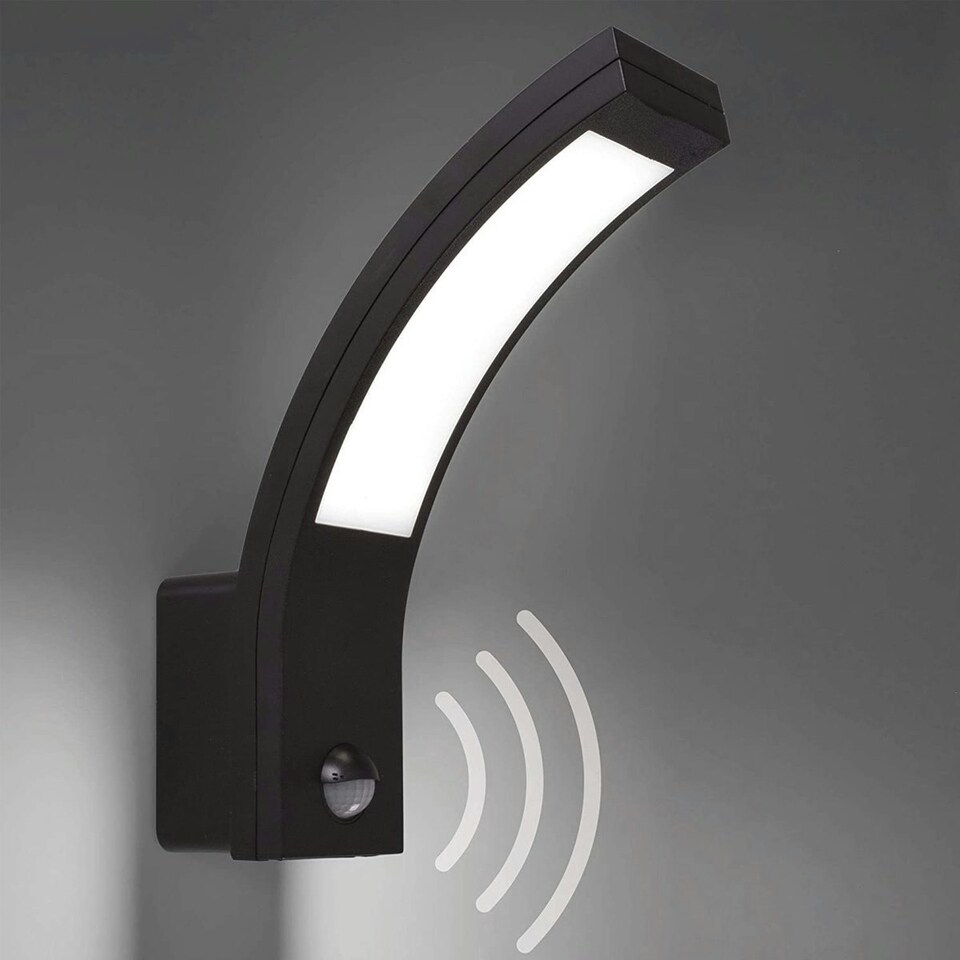 image 1 of CGC PARIS Grey LED Curved Outdoor Wall Light With Motion Sensor Grey