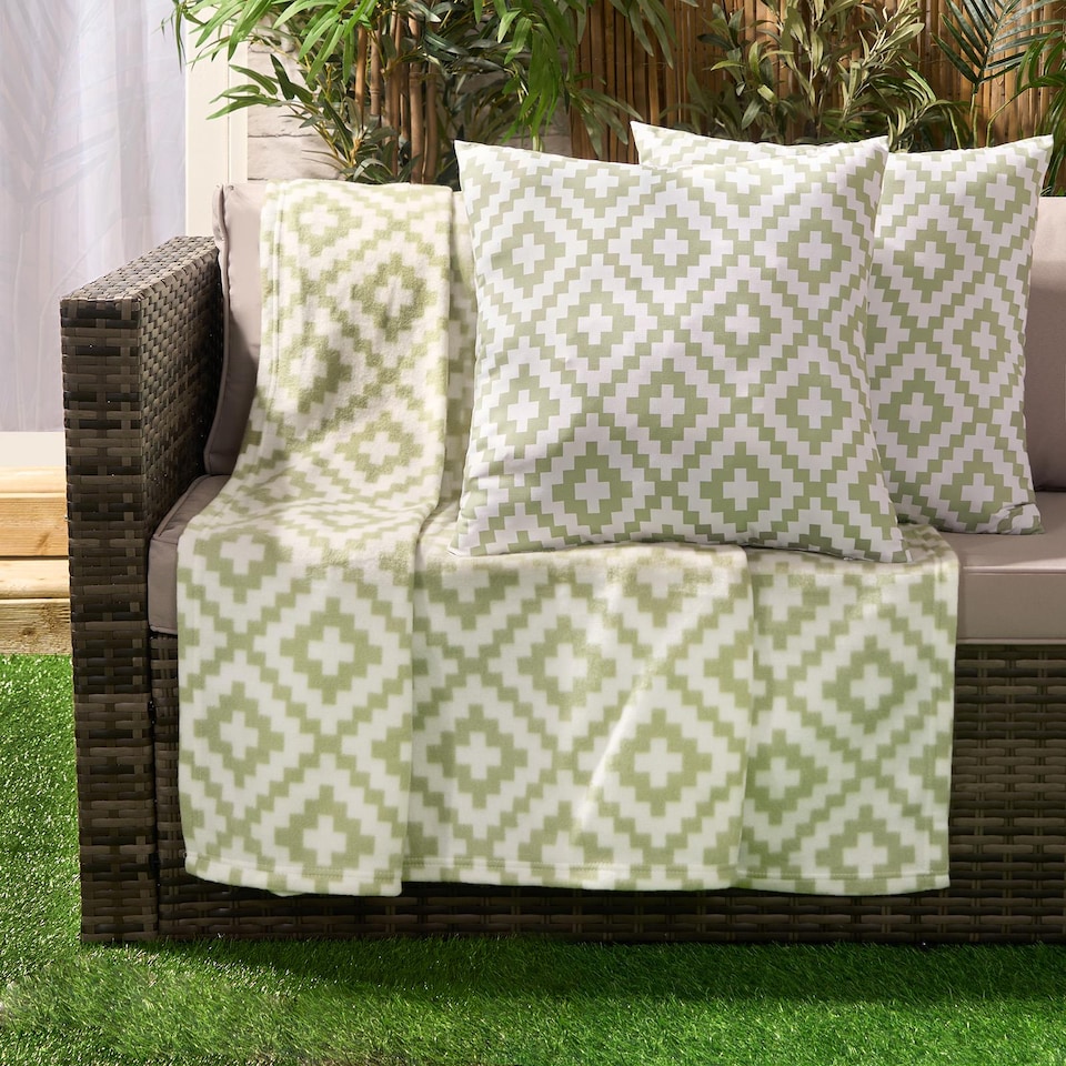 image 1 of OHS Geometic Grid Print Soft Polar Fleece Blanket Throw
