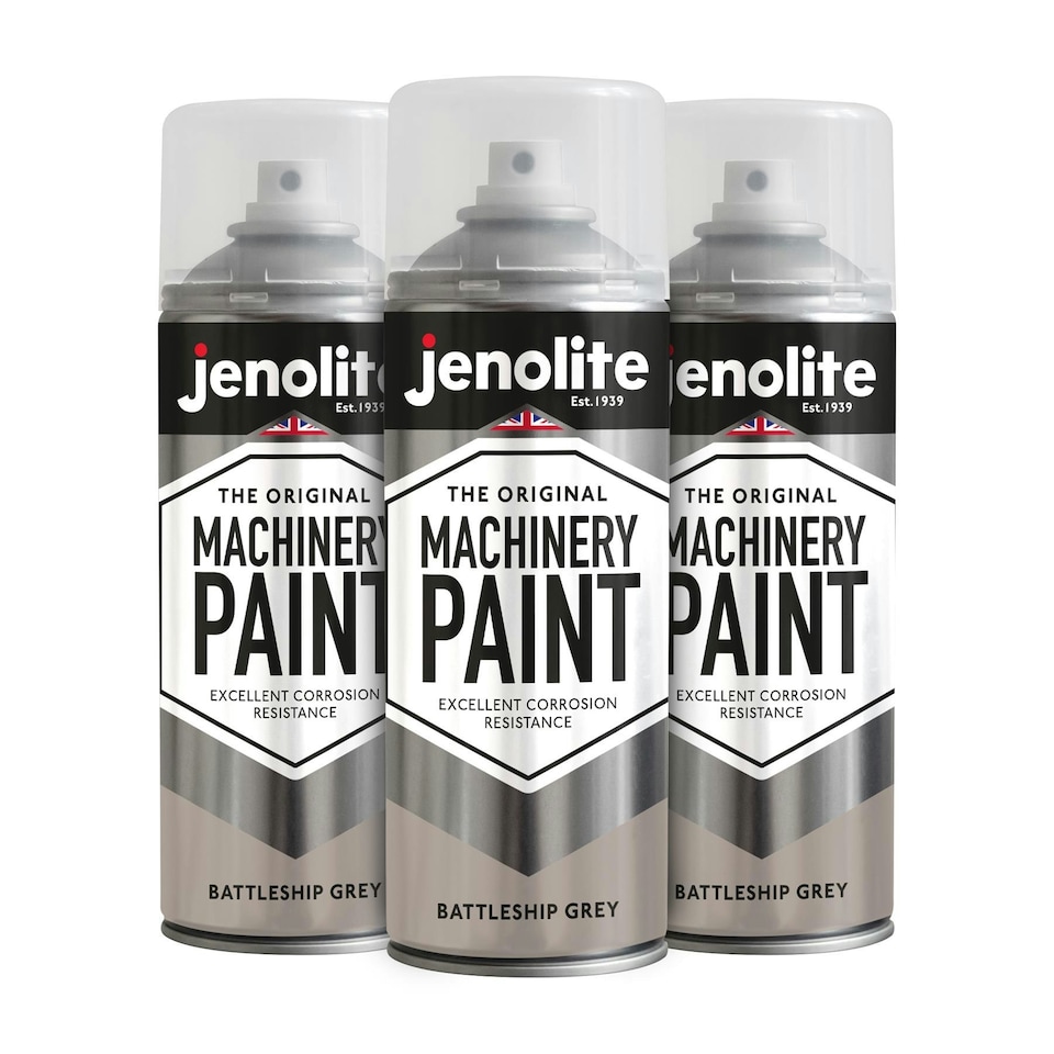 Jenolite Scuff Resistant Machinery Paint - Battleship Grey - 400ml Spray Can - 3-Pack