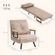 image 3 of HOMCOM Single Chair Bed, Click Clack Convertible Bed Settee, Modern Velvet Feel Fabric Chair Couch with 1 Tufted Cushion, Wood Armrests, for Living Room, Bedroom, Guest Room, Beige