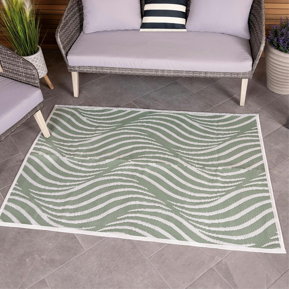 image 1 of Charles Bentley Green Weatherproof Indoor/Outdoor Rug 120x170