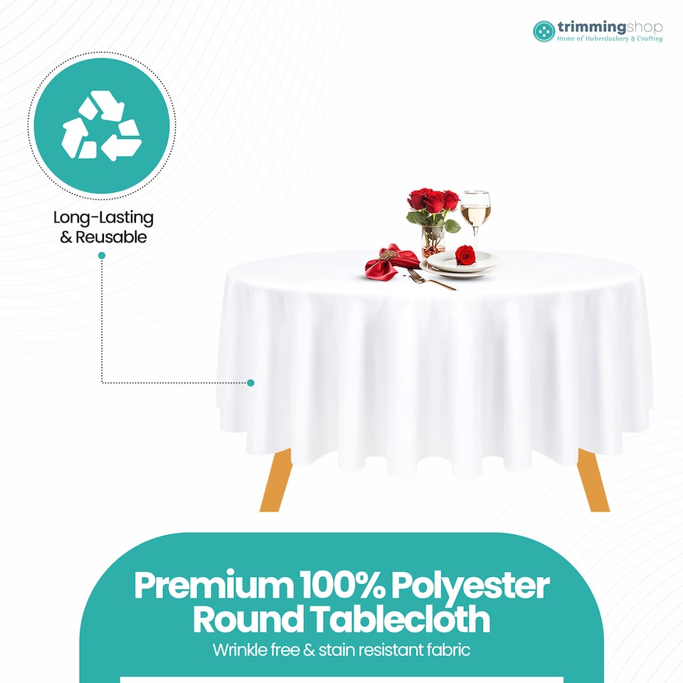 image 1 of Round Polyester Tablecloth, Premium Linen Table Cover - 108 Inch
