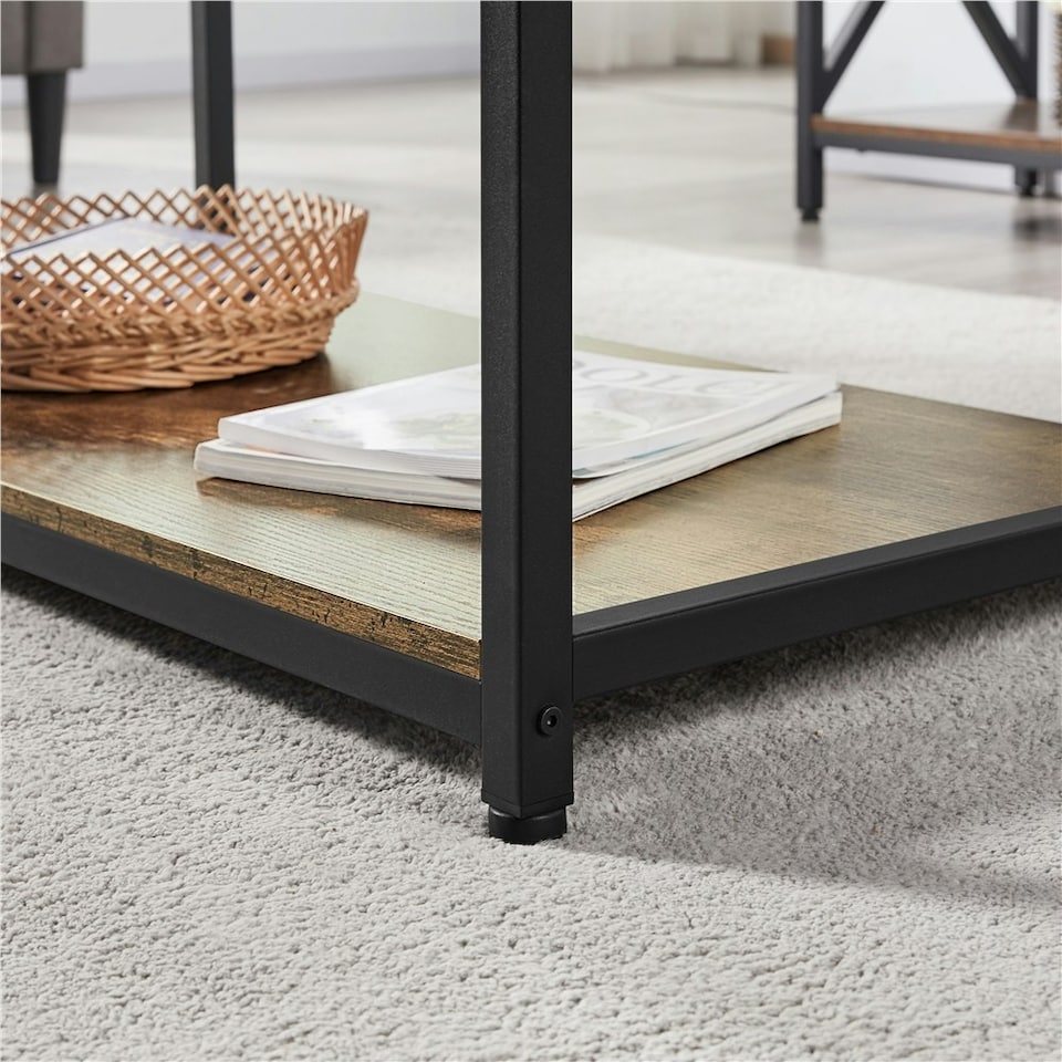 image 1 of Yaheetech Industrial Coffee Table with Storage Shelf