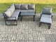 image 1 of Fimous Aluminium Outdoor Garden Furniture Set Lounge Sofa Oblong Coffee Table Sets with Chair Big Footstool Indoor Conservatory Set Dark Grey