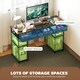 image 3 of HOMCOM Computer Writing Desk with Power Outlets, Drawers, Shelves, Brown Brown | Rustic Brown