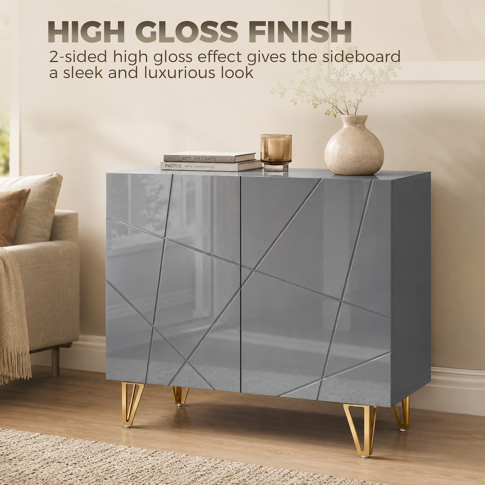 image 1 of HOMCOM Storage Cabinet, Sideboard with Adjustable Shelf, Grey