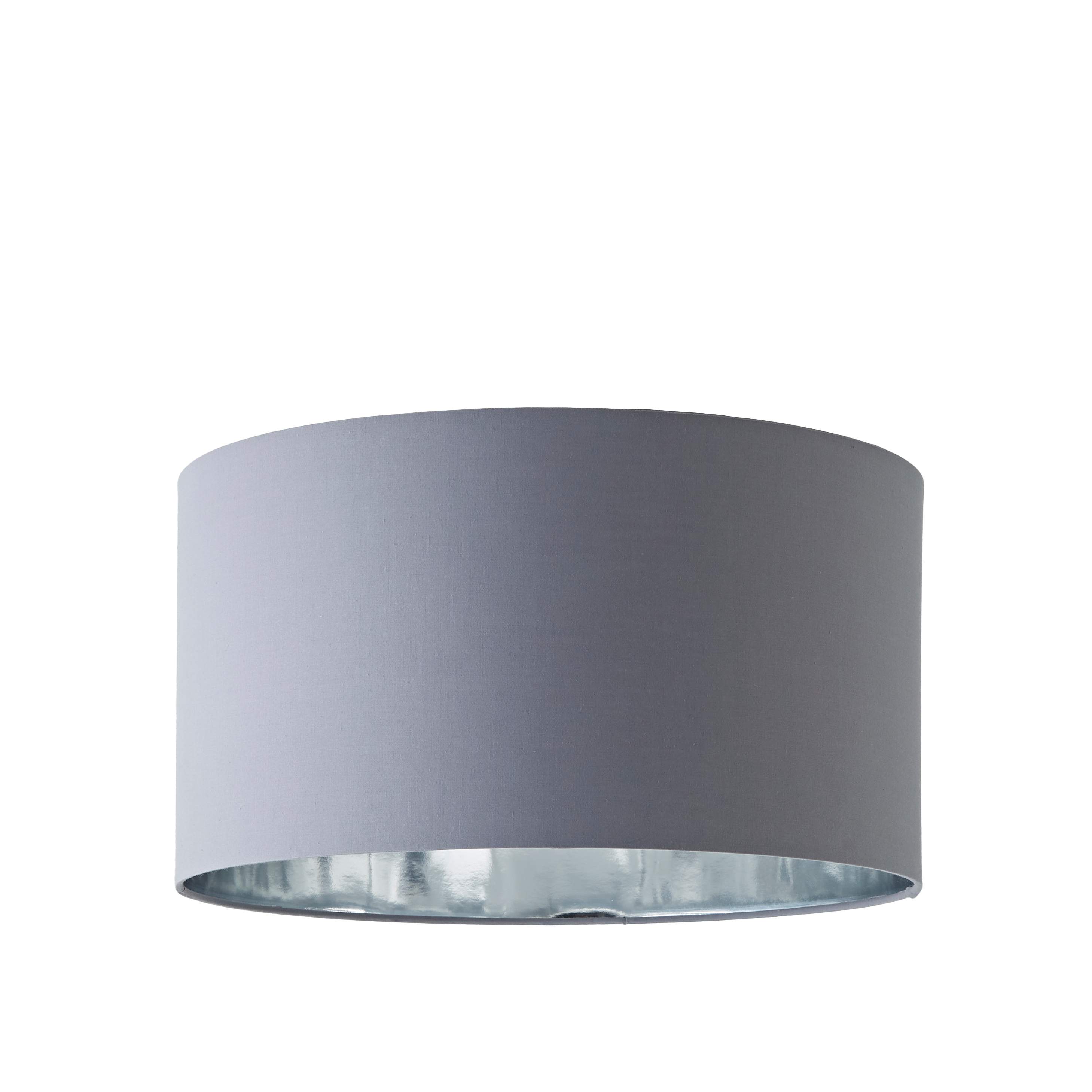ValueLights Reni Pale Grey with Metallic Chrome Inner Easy Fit Ceiling Lamp Shade | Size: Large