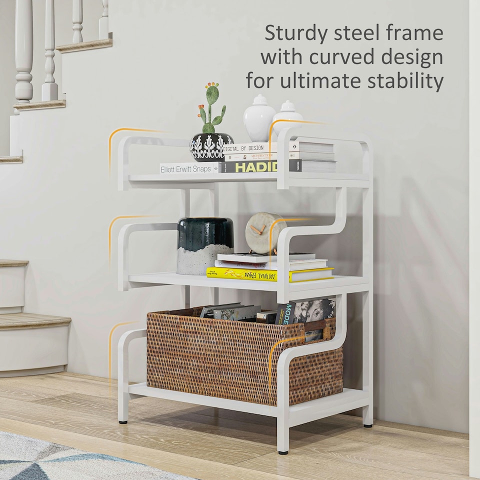 image 1 of HOMCOM 3-Tier Storage Shelf, Metal Shelves for Storage for Home Office, White