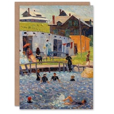 William Glackens Art Card Bathing Hour Seaside Scene Painting