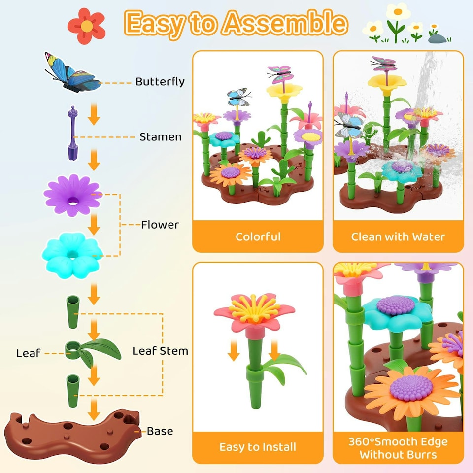 image 1 of 54 PCS DIY Flower Garden Toy Creative Building & Planting Set for Girls