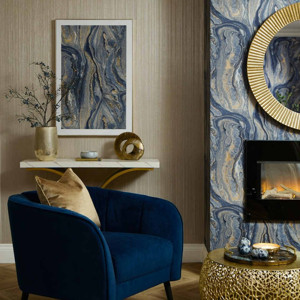image 1 of Aurous Metallic Wallpaper in Gold Multi